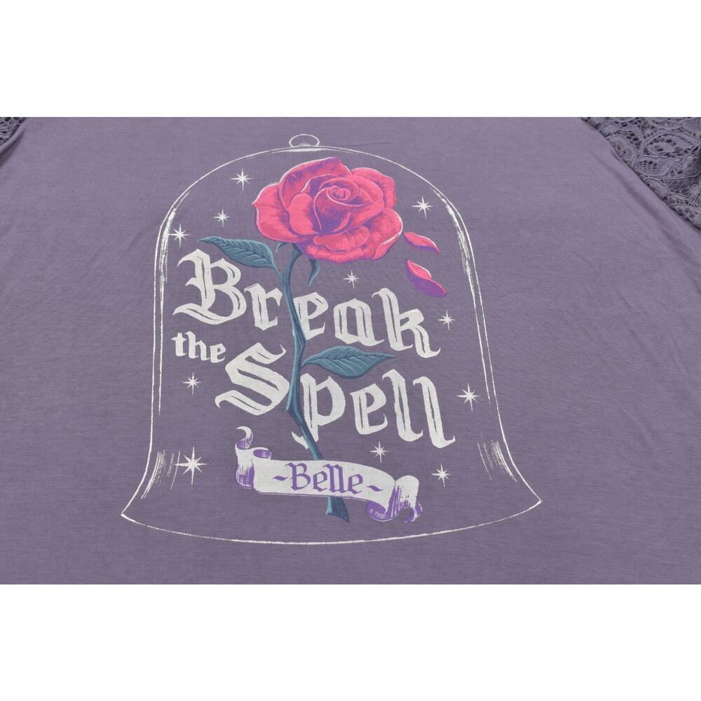 Torrid Disney Princess Belle Break The Spell Purple Flutter Lace Sleeve Top 4 4X - Picture 5 of 8